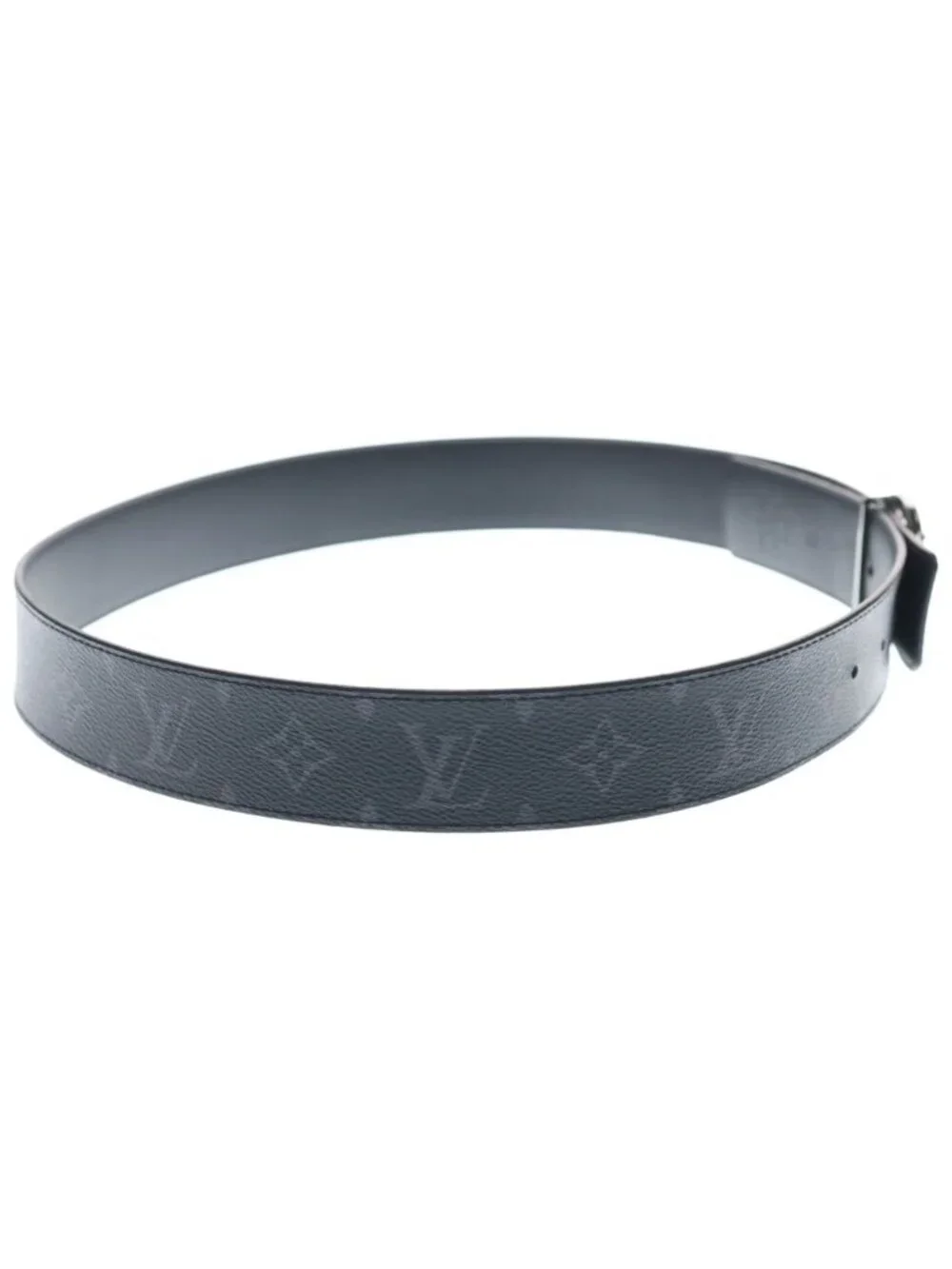 Louis Vuitton Monogram Eclipse Ceinture LV Circle Leather Belt Black Silver